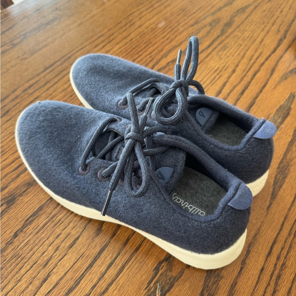 Allbirds Blue and White Sneakers with Minimalist Design